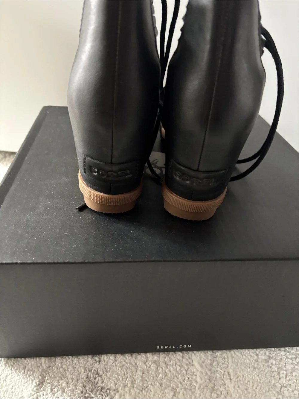 Sorel Black Lace-Up Platform Sandals
